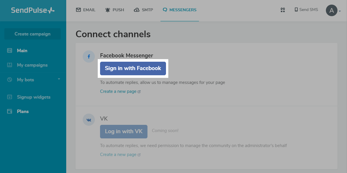 Signing in with Facebook