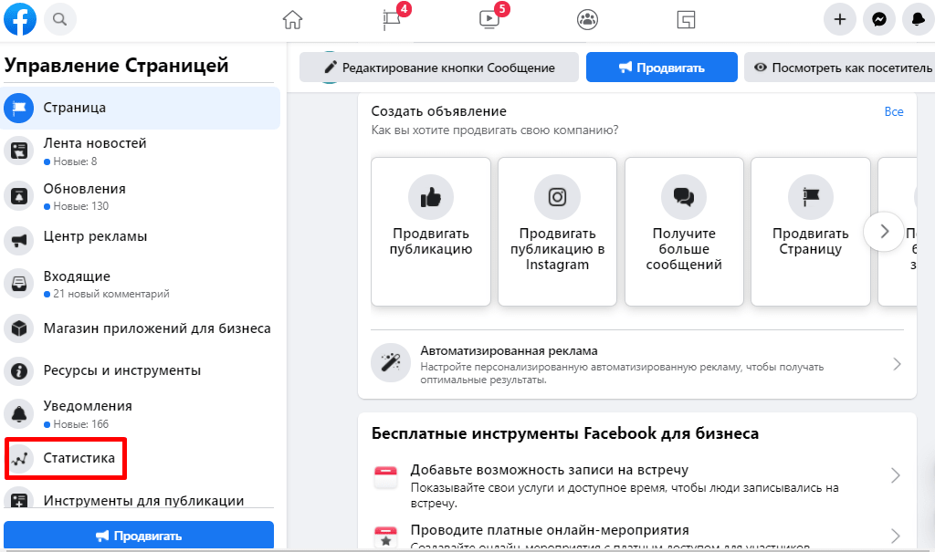 Статистика охвата постов в Facebook