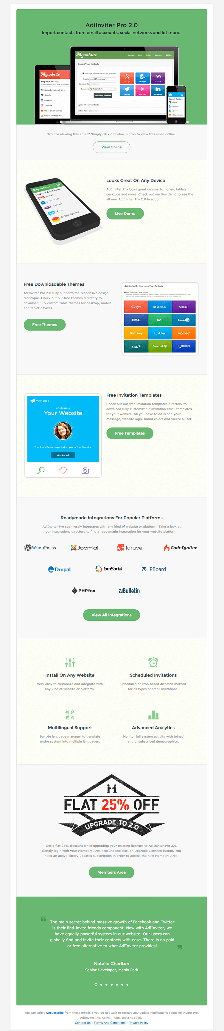 Email from AdiInvite on a desktop
