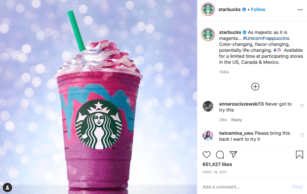 Кампанія unicornfrappuccino