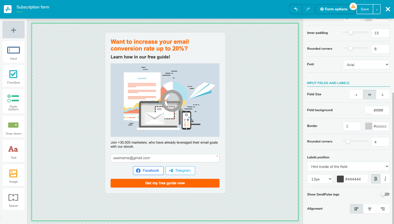 SendPulse multichannel subscription form