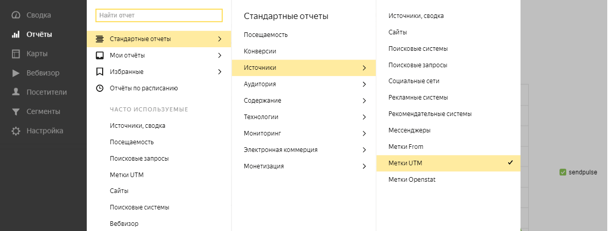 Отчеты по UTM-меткам в Яндекс Метрике