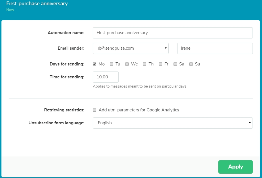 Specify general information