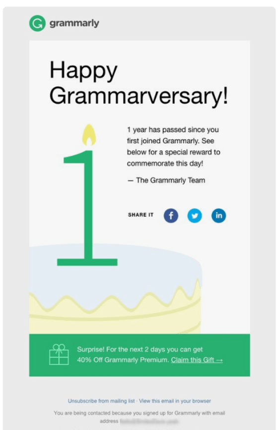 Anniversary email