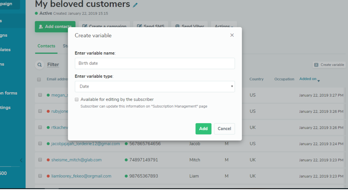 Birthdate variable