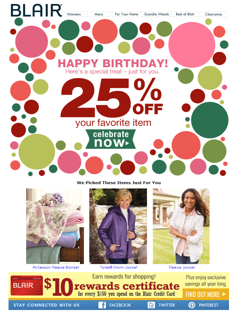 Birthday email with a discount