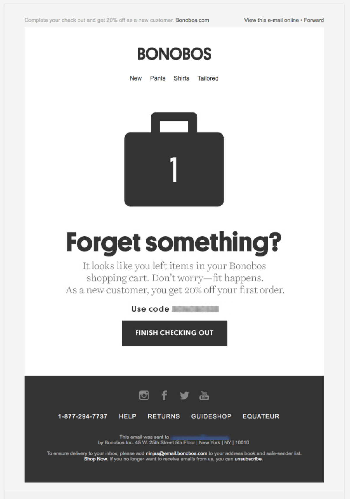 Abandoned cart email