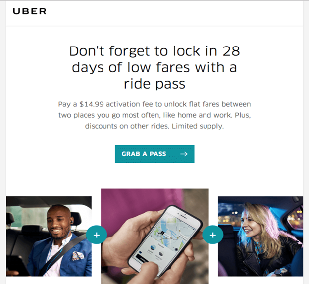 Bulk email blast from Uber