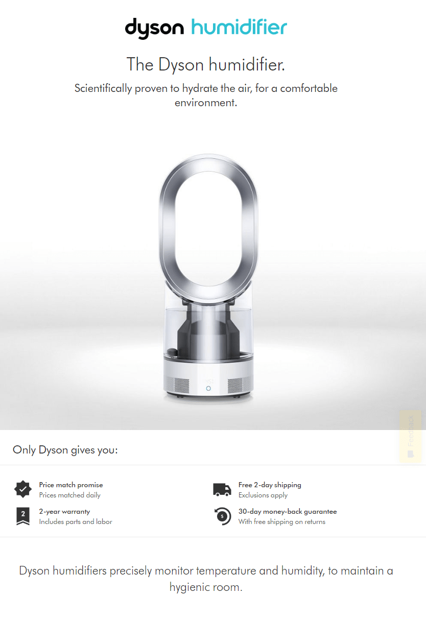 Dyson's landing page