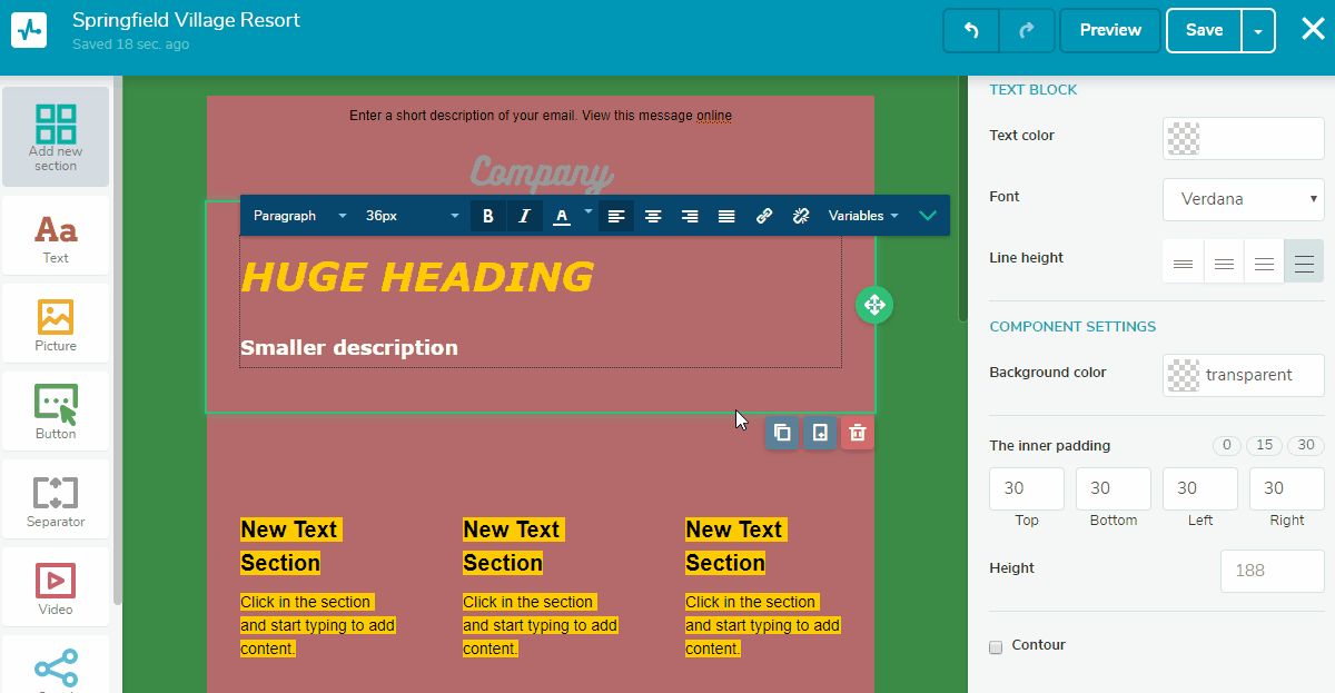 Customize the elements