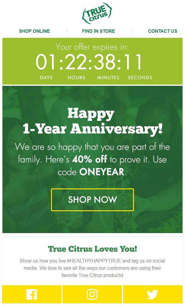 Anniversary email