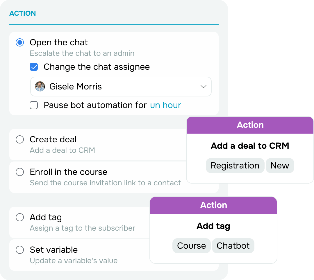 Hand off complex inquiries to your team automatically