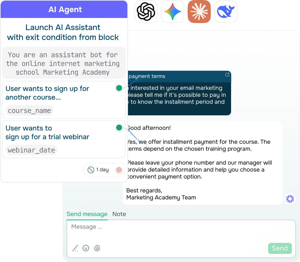 Route auto-replies to AI agents