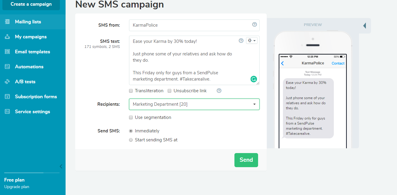 SMS campaigns