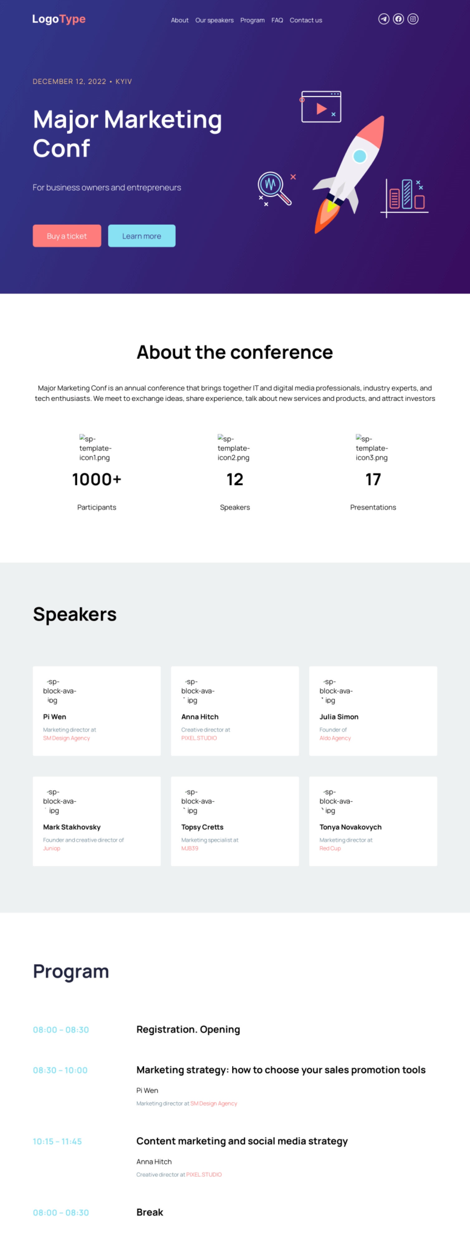 Sito web di conferenze online