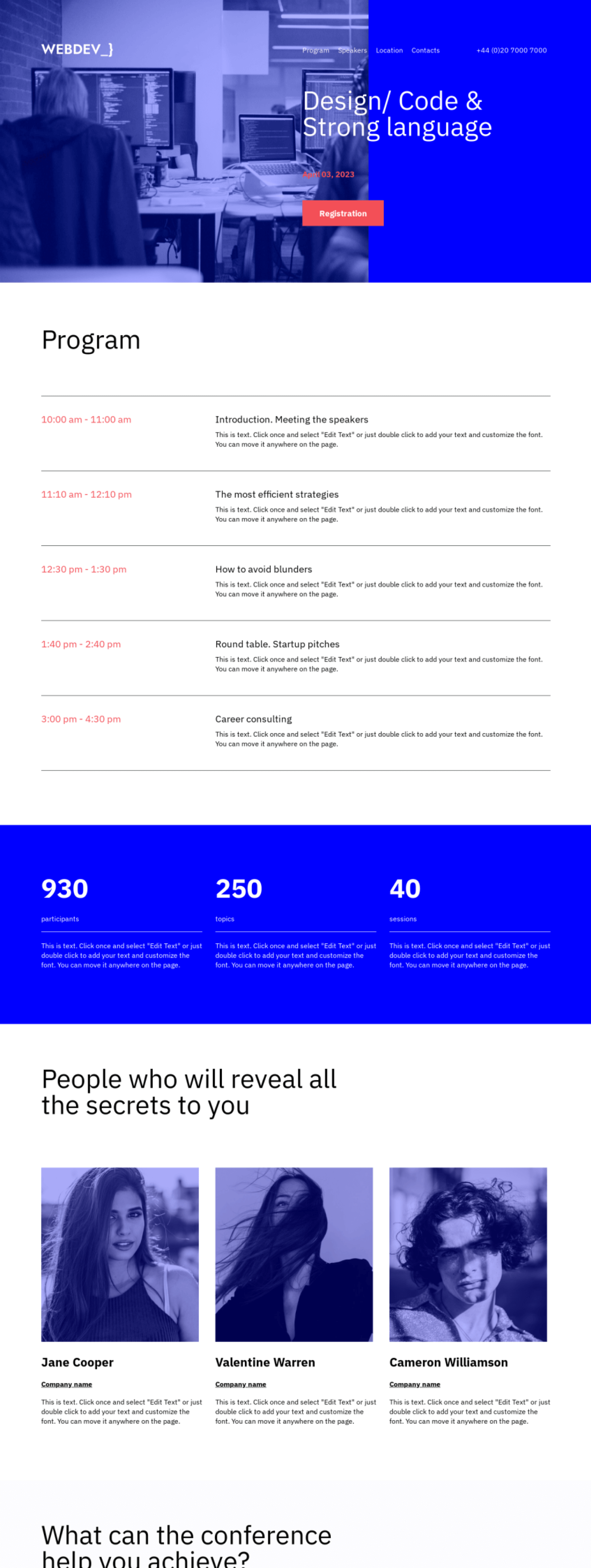 Landing page di webinar