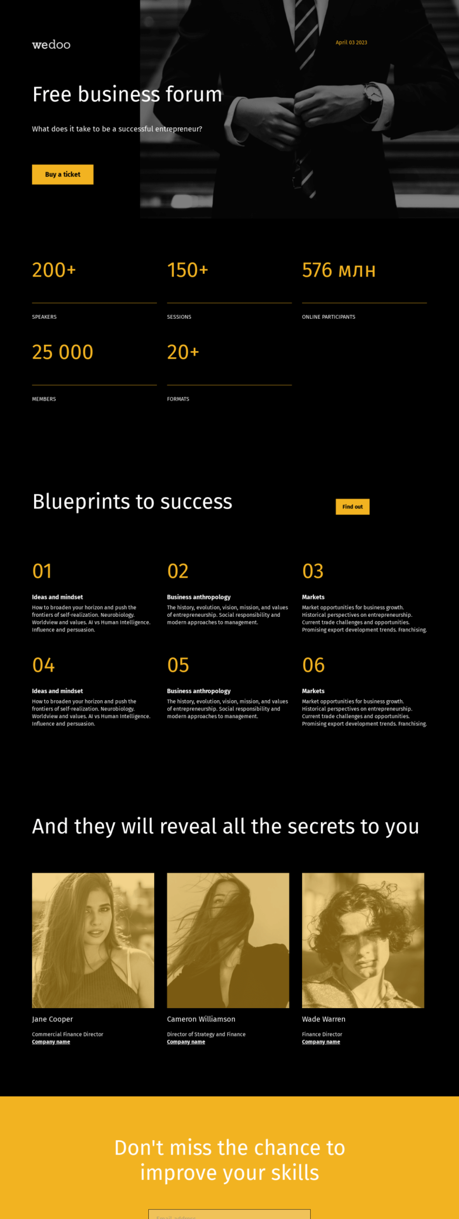 Landing page di forum gratuiti