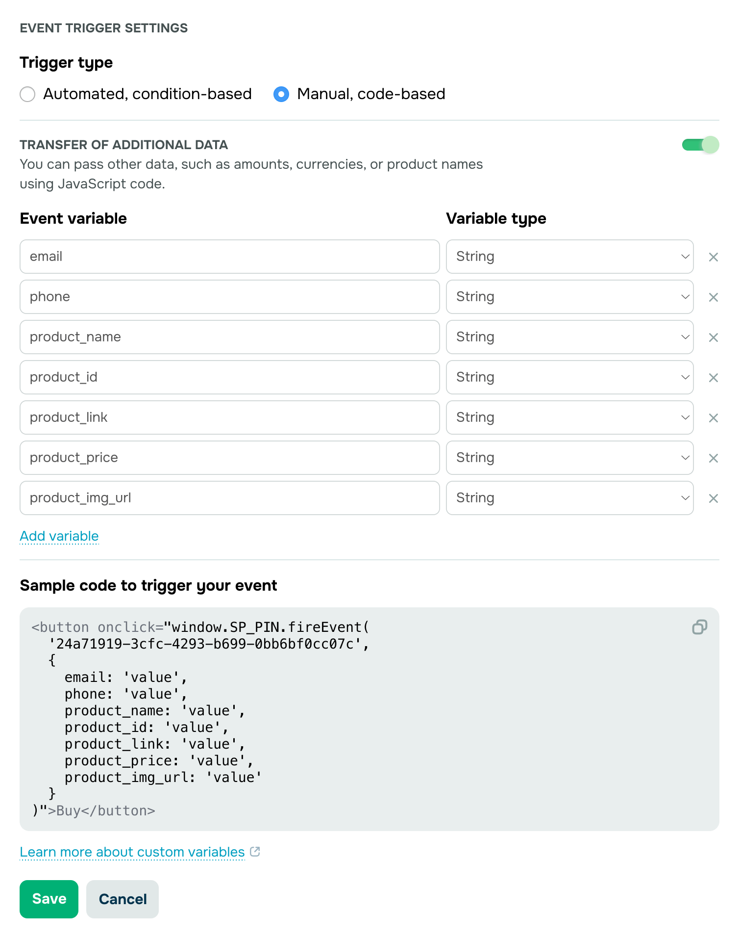 Send abandoned cart reminders with user-selected products