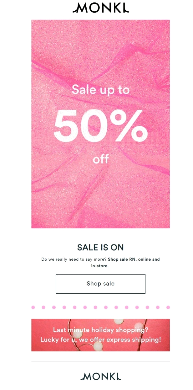 Promotional email with a flash sale