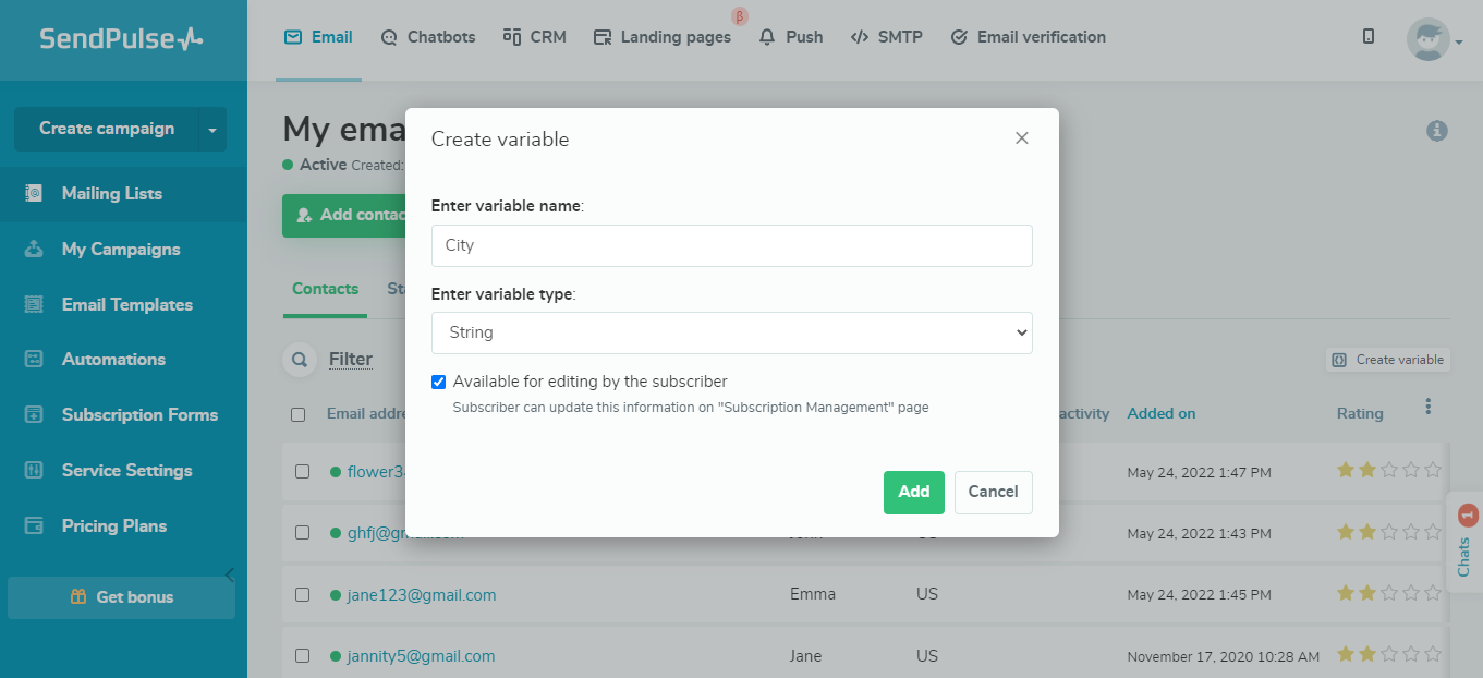 Creating a variable