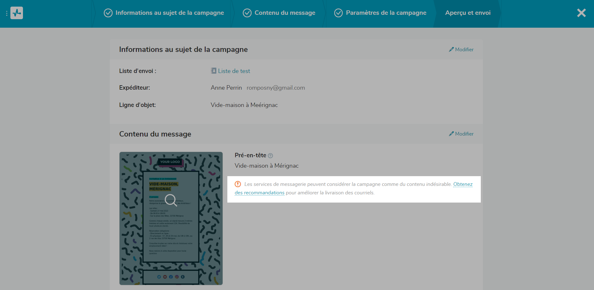Vérification finale de votre email