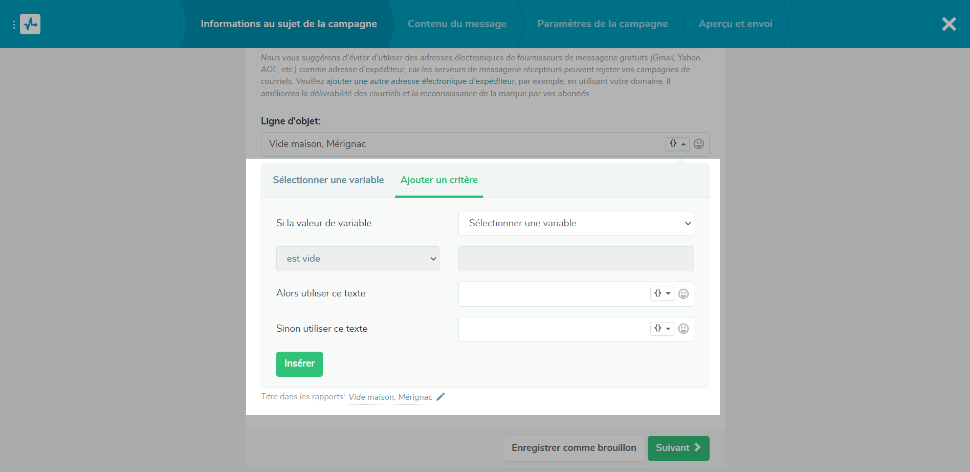 Personnalisation d'une campagne d'emailing
