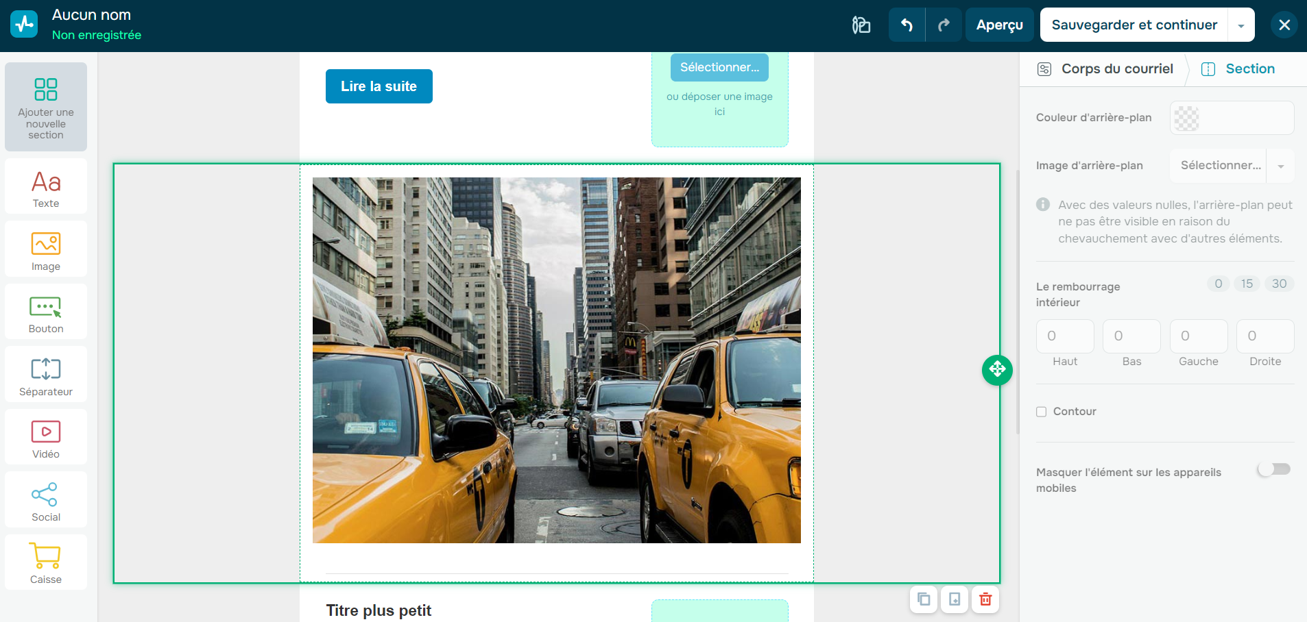 Ajout du contenu d’email