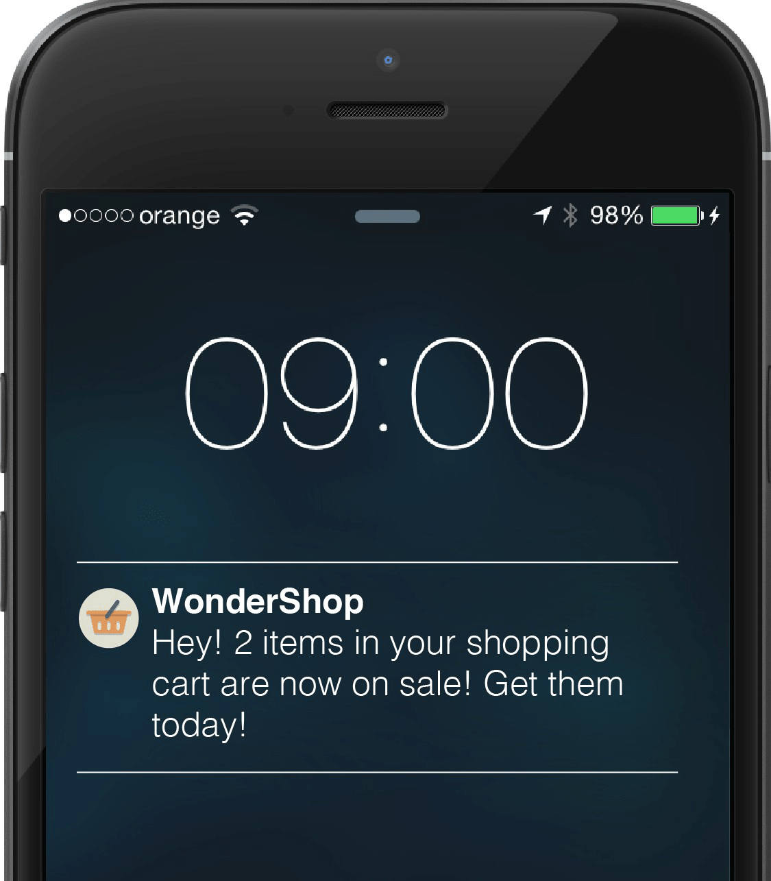 In-app push notification example