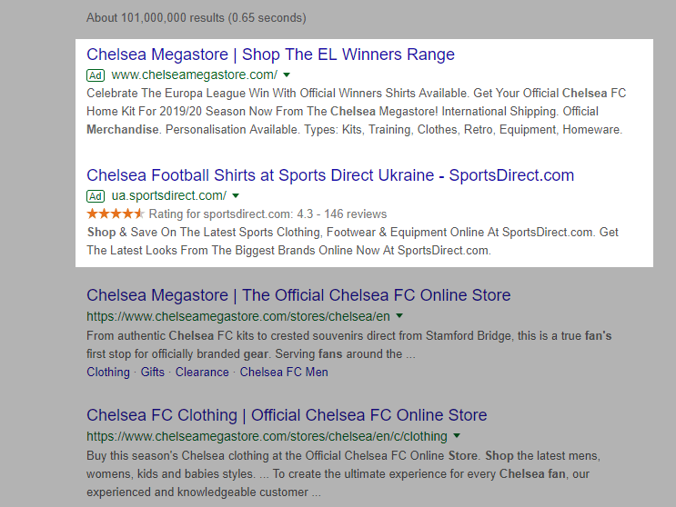 Search engine result page