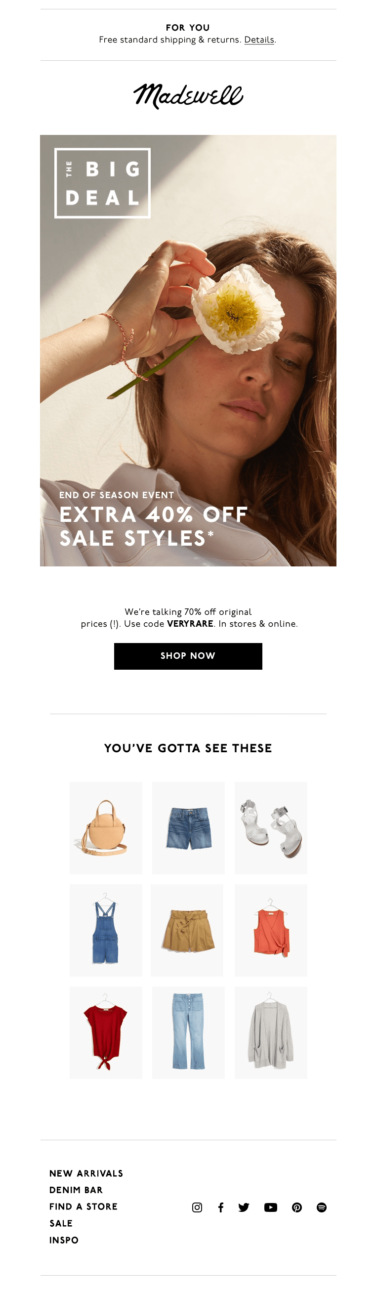 Sales email from Madewell