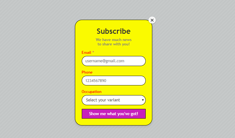 Subscription form