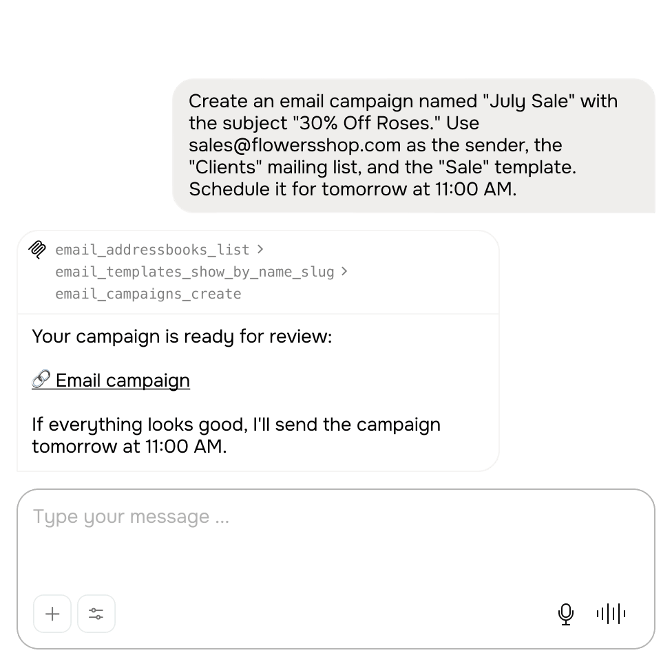 Envía campañas de correo electrónico y gestiona plantillas, contactos y analíticas