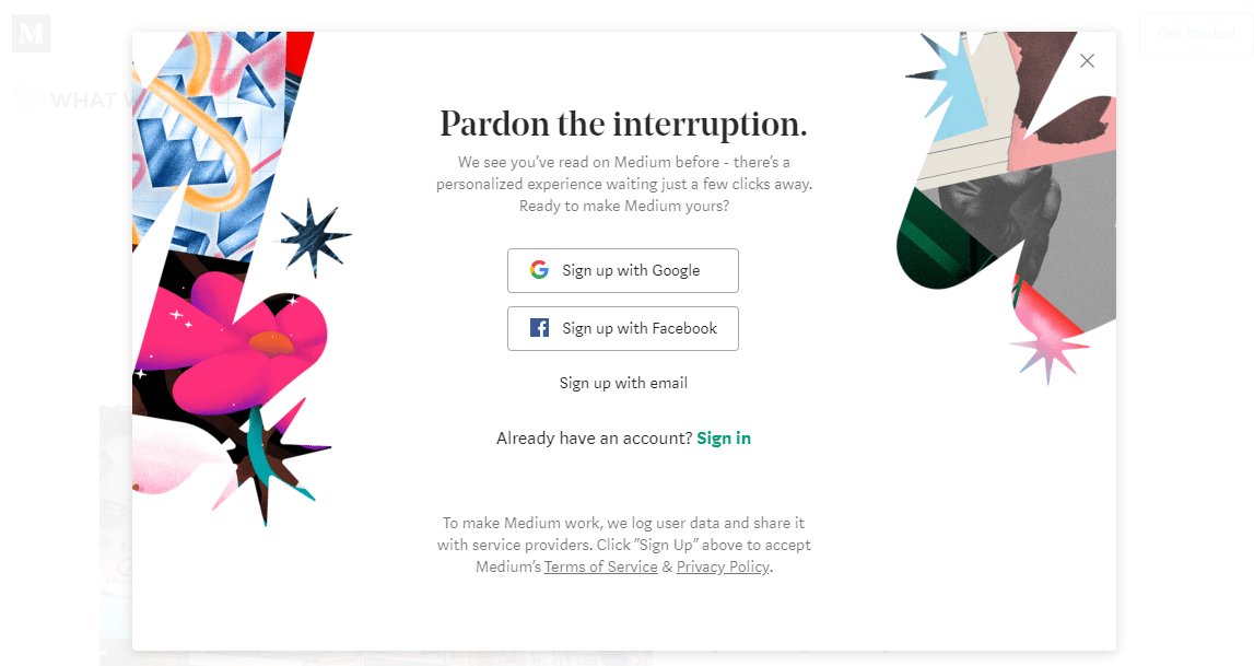 Pop-up from Medium