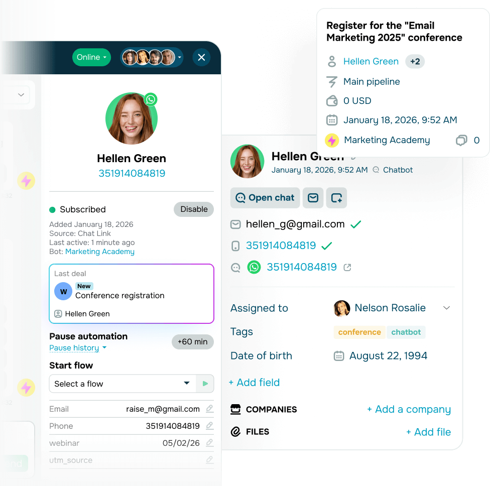 Turn conversations into leads and deals
