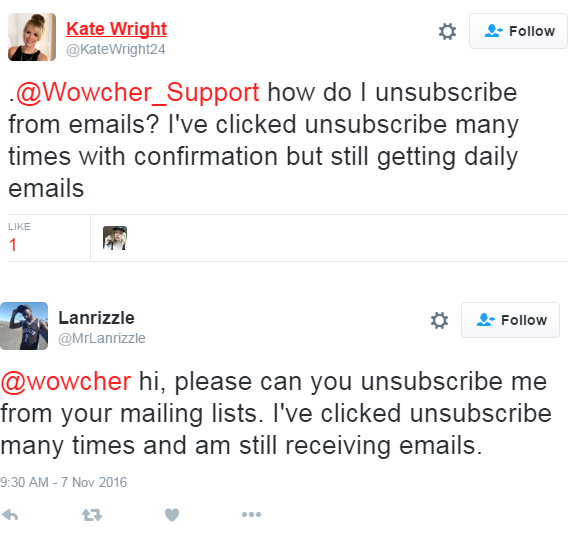 Spam email complaints
