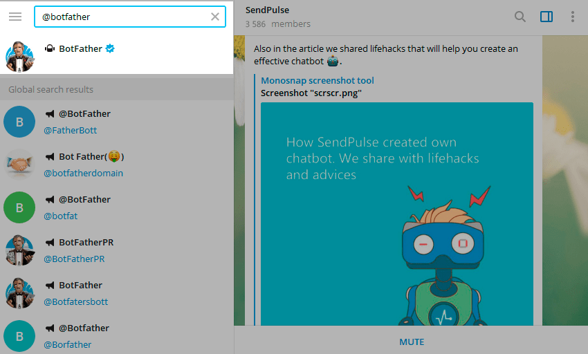 Search Botfather