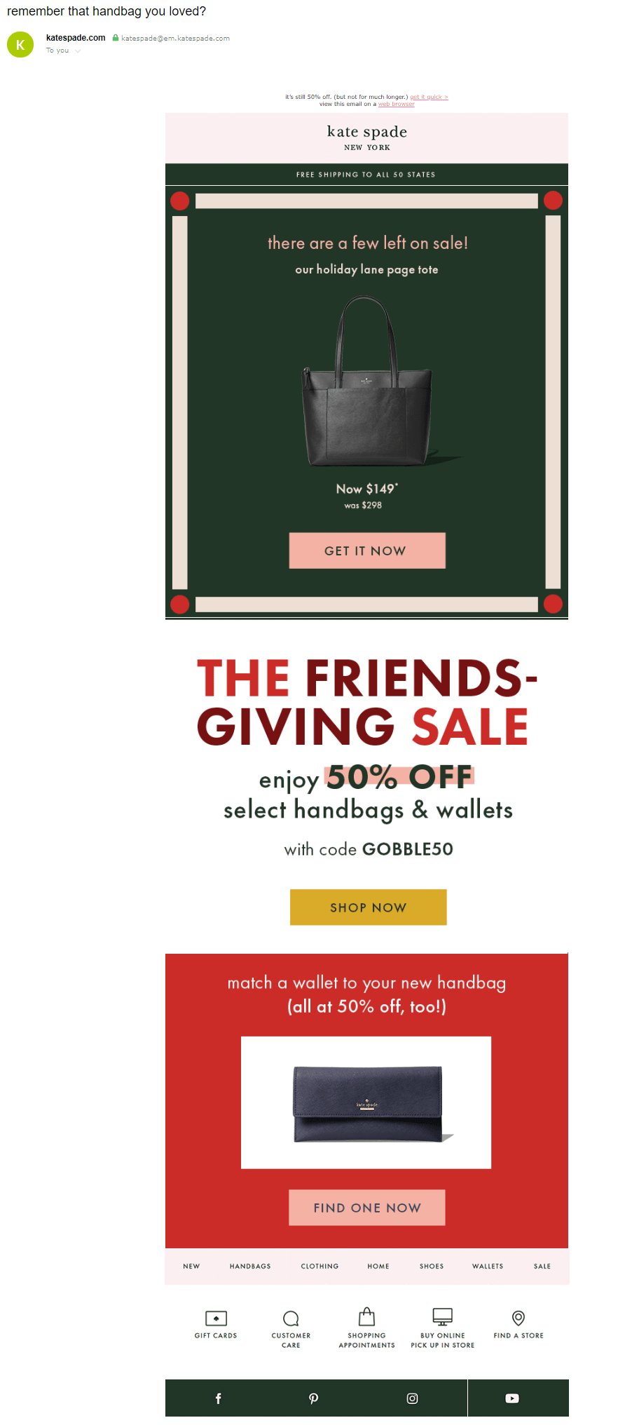 Email from Kate Spade