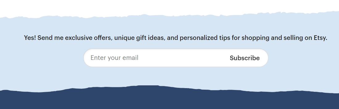 Etsy subscription form