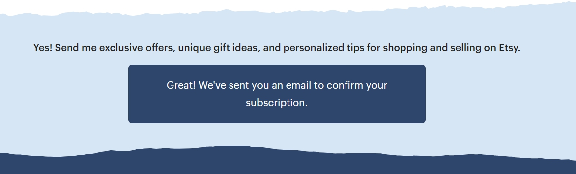 Etsy subscription form