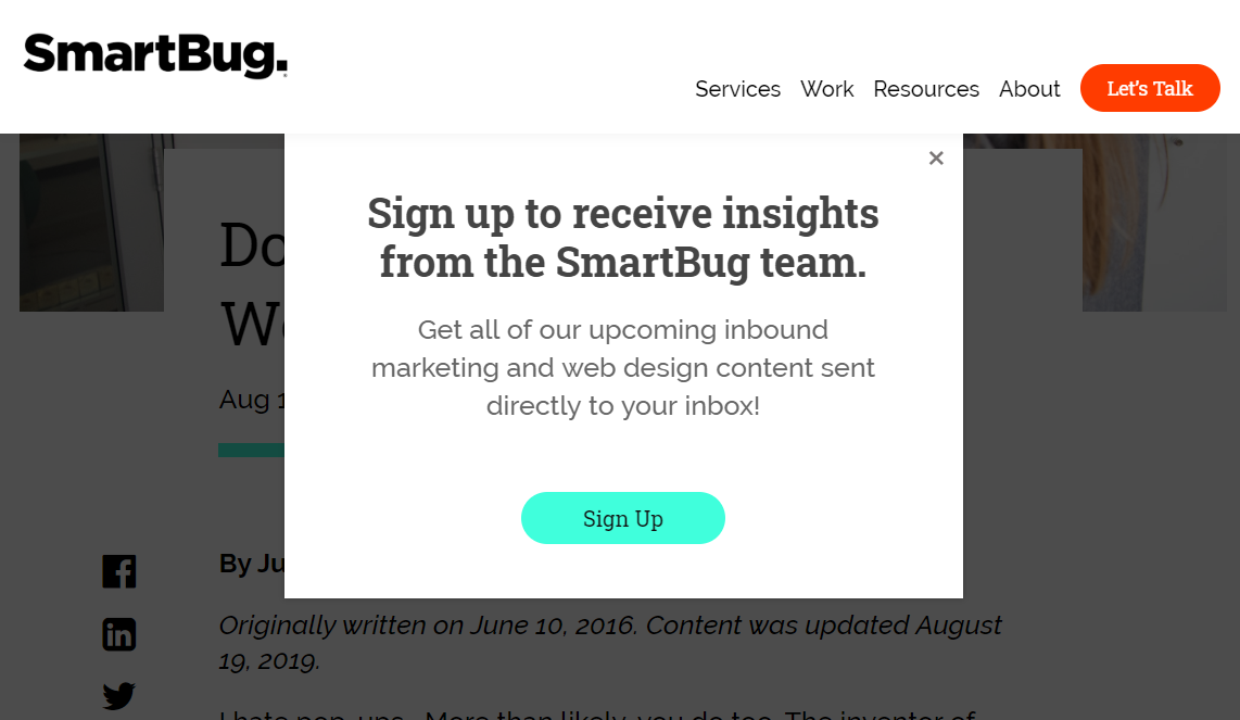 SmartBug pop-up