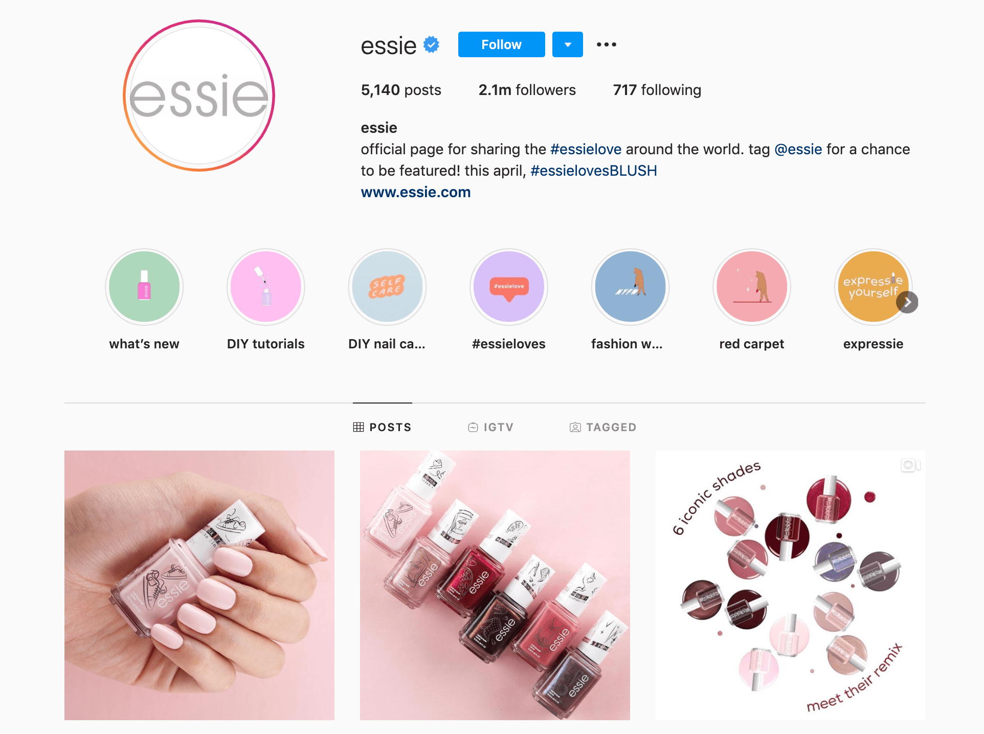 Essie hashtags