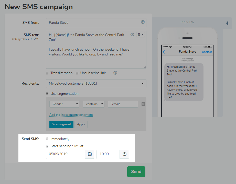 Launch SMS campaign