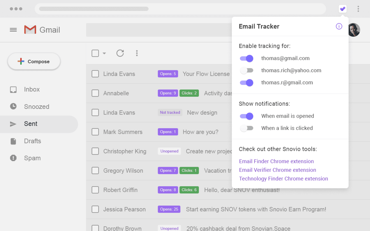 Snov.io email tracker