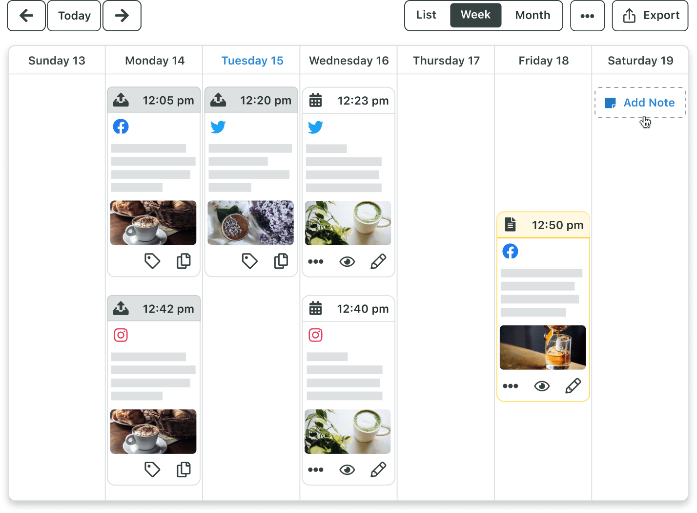 Social media content calendar