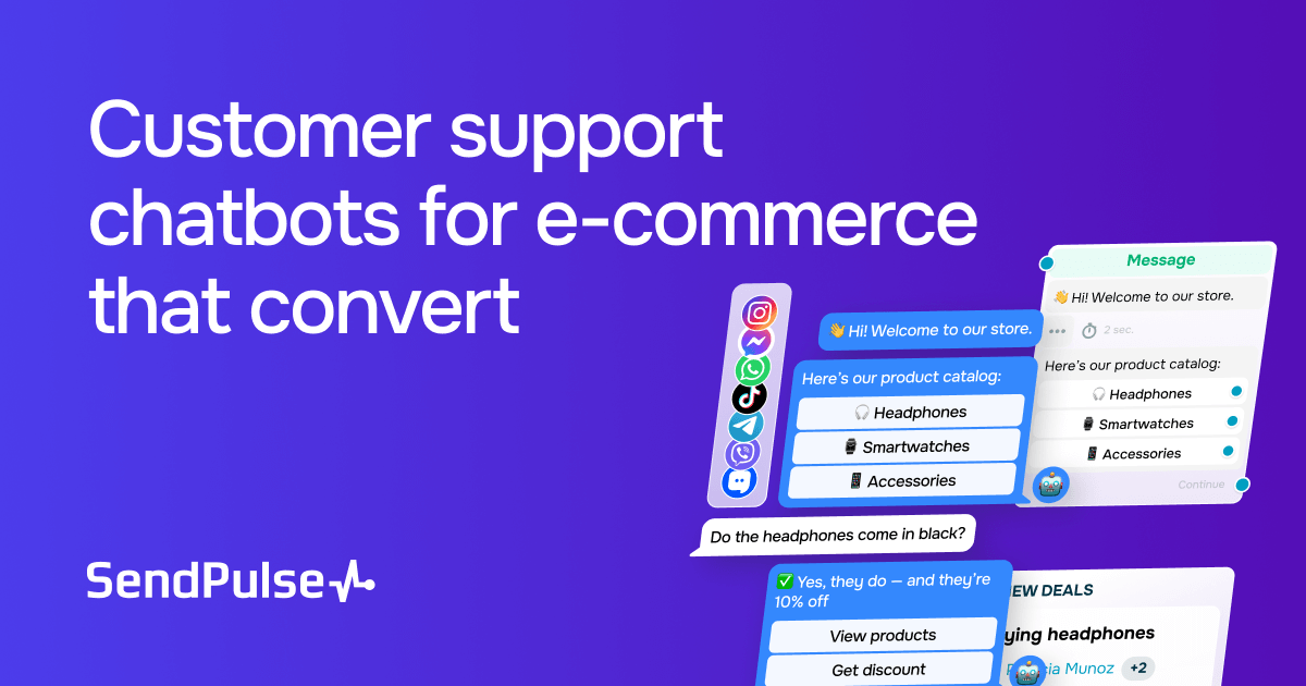 Sell more with customer support chatbots for e-commerce | SendPulse