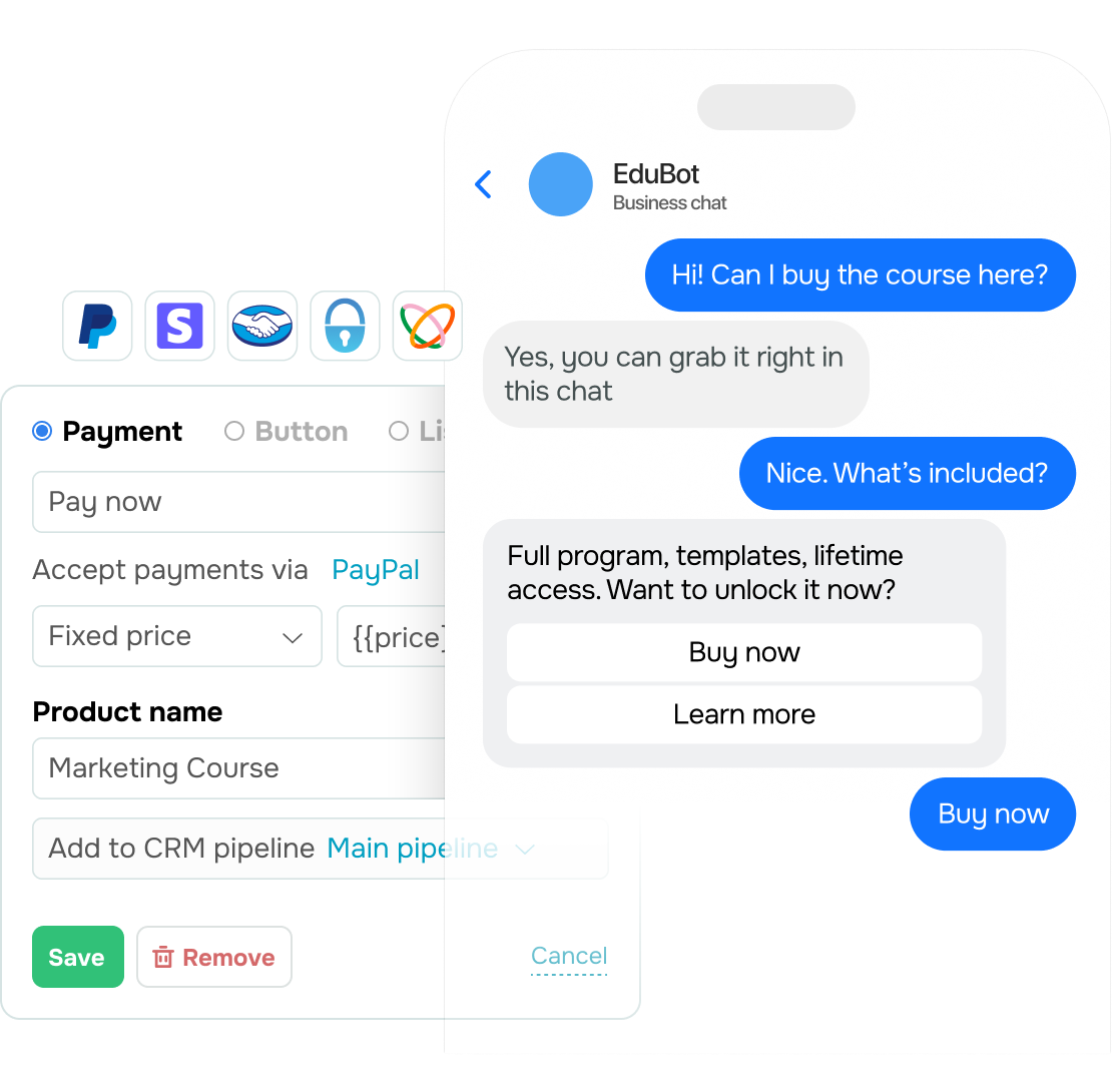 Link payments to your chats