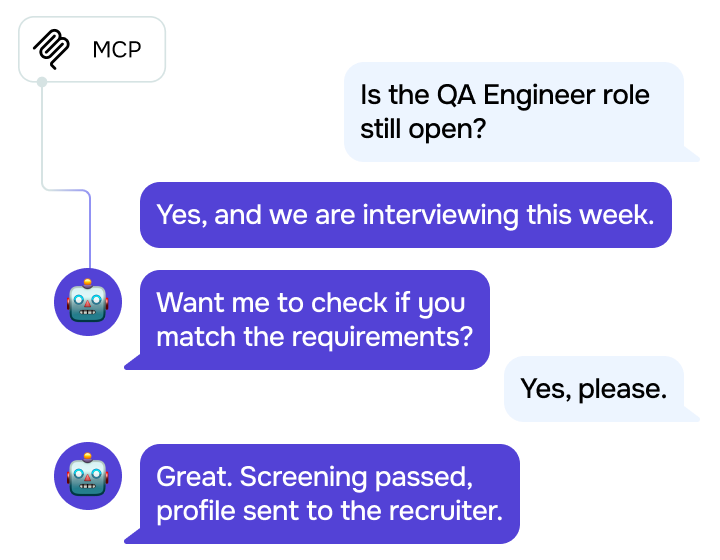 How does a recruiting bot automate candidate screening?