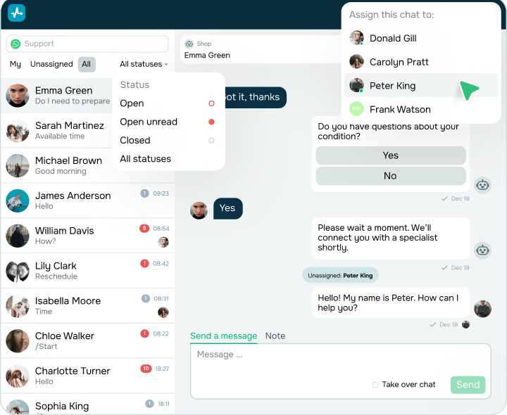 What do I need to manage WhatsApp chatbots for healthcare?