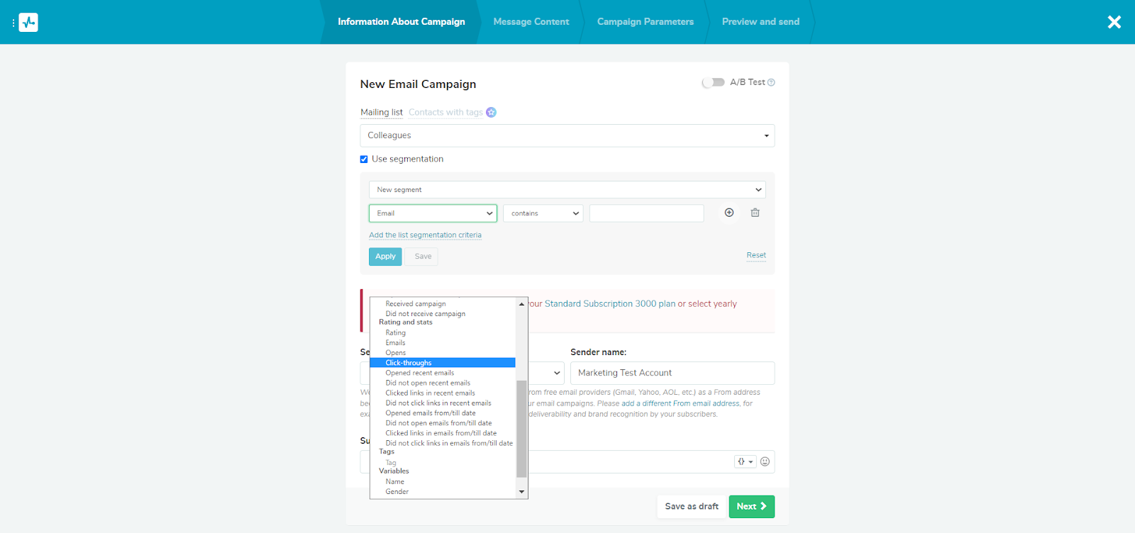 Email segmentation